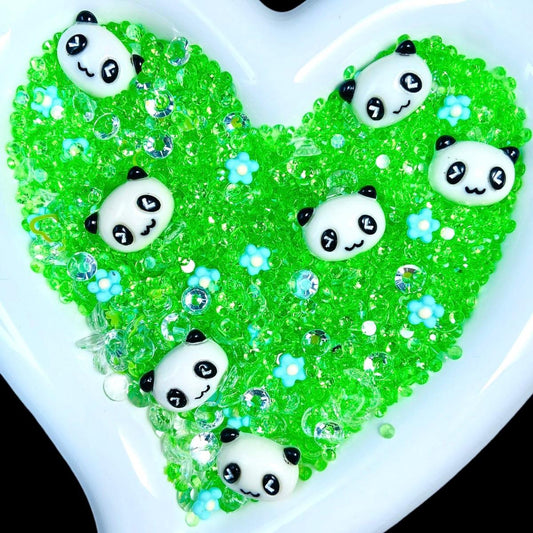 NEW! Panda Party (green) DIY Nail charms and sequins Mix