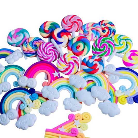 Rainbow & Lollipop Clay Charms